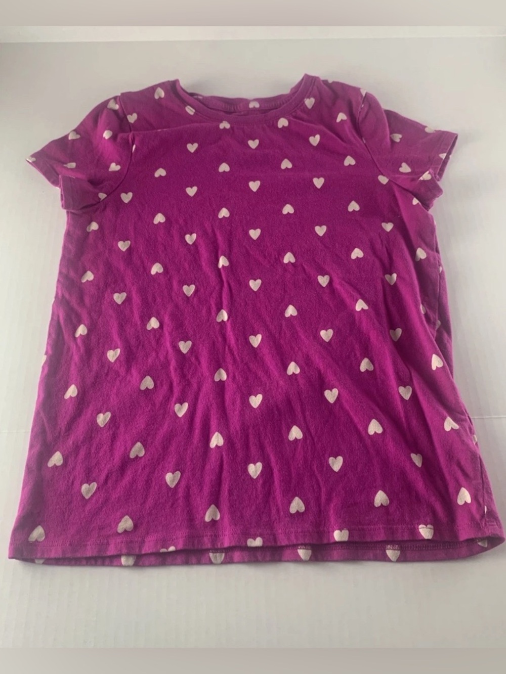 jumping beans Purple Short Sleeve Tee with White Heart Print